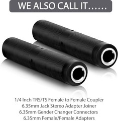 1/4 Inch Female to Female Coupler TRS/TS Audio Connector (6 Pack)