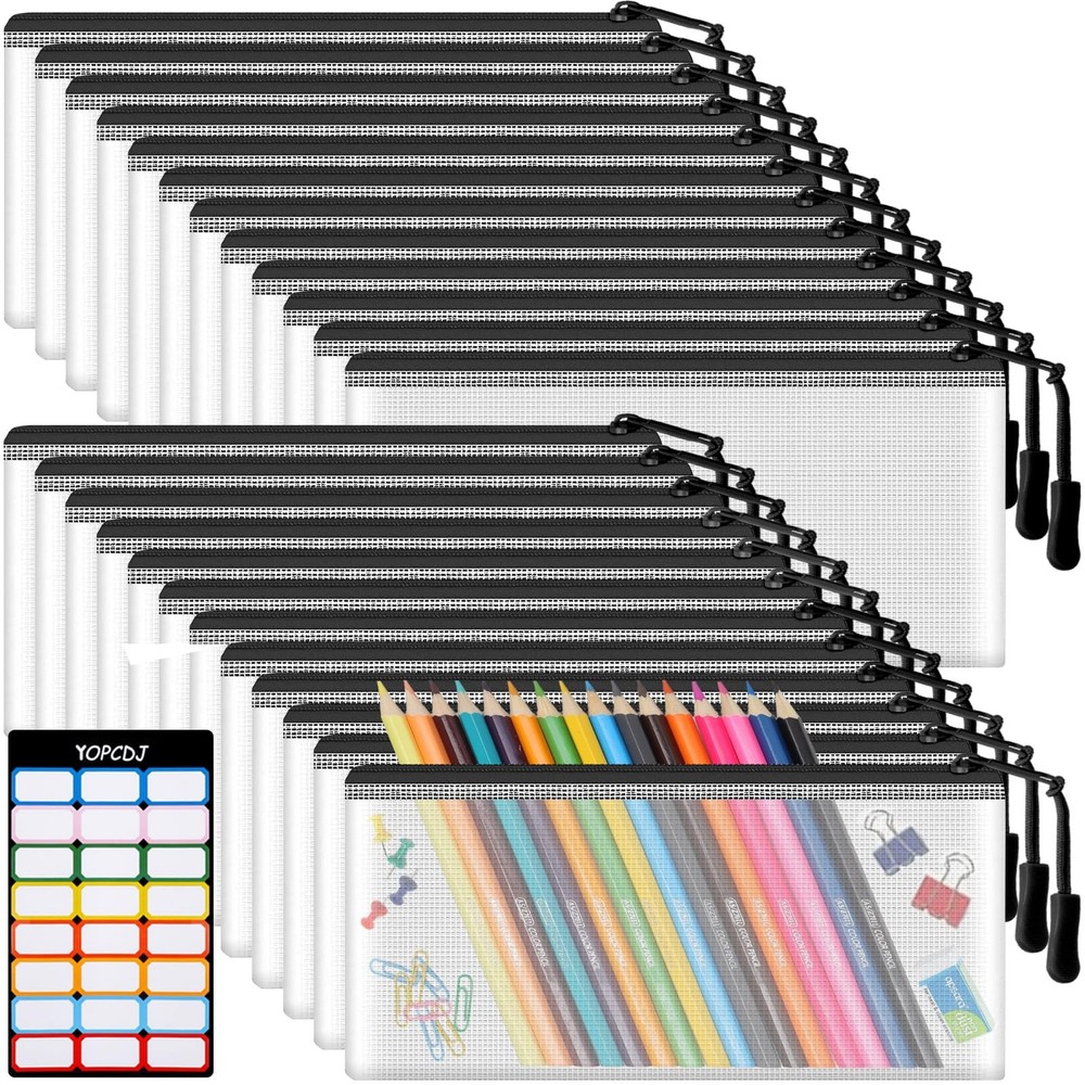 Mesh Zipper Pouch Bags 24PCS Clear Cosmetic Organizer Travel Bags