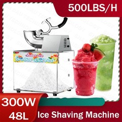300W Electric Ice Shaver Machine 48L Commercial Snow Cone Machine for Gatherings