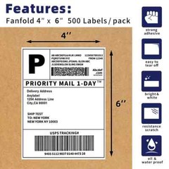 4×6 Fanfold Direct Thermal Shipping Labels for Zebra & Rollo Printer