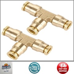 2Pcs 1/4″ Brass Push-to-Connect Tee DOT Approved Air Line Fitting Adapter