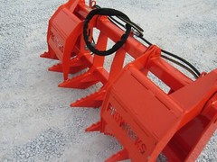 60″ Dual Tine Root Rake Clam Grapple Attachment Fits Universal Quick Attach