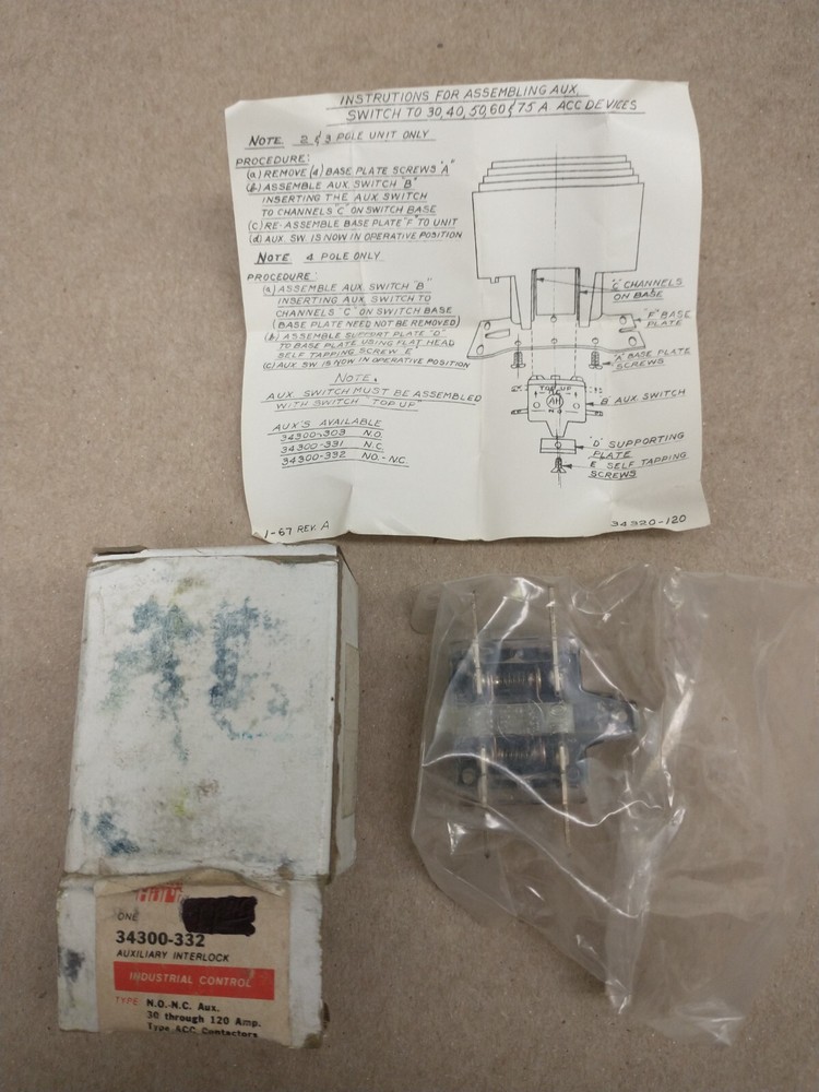 Arrow Hart 34300-332 Auxiliary Interlock Contact