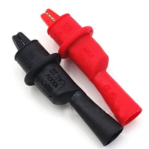 AC15 Insulated Test Probe Push On Alligator Clips Crocodile Clamps Red,Black