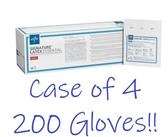 4- Medline Signature Latex Essential Sterile Surgical Gloves 8 1/2 (200) MSG5985