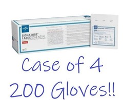 4- Medline Signature Latex Essential Sterile Surgical Gloves 8 1/2 (200) MSG5985