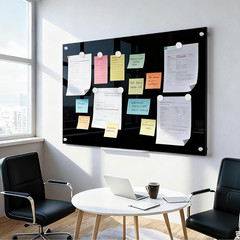Magnetic Large Black Dry Erase Board, 48″ x 36″ | Black Glass Board Frameless Wa