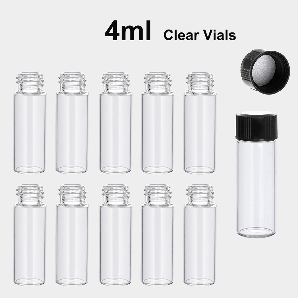 500x 4/10/30ml Glass Vials Amber/Clear Vials with Caps Small Lab Vials Sample