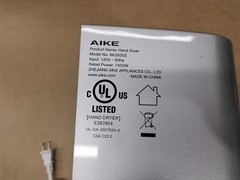 AIKE AK2630 Compact Hand Dryer 1400W – 110V Silver Air Wiper, 2-Pin Plug