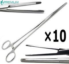 10× Surgical Kelly T/C Forceps 10″ Straight Hemostat Veterinary UPGRADED Tools