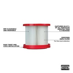 Milwaukee Tool 49-90-1900 Cartridge Filter, Fits Milwaukee 0880-20 Vacuum