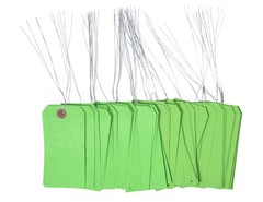 Gitway 100 of 4 3/4″ x 2 3/8″ Size 5 Green Cardstock Hang Tags with Wire 13 Pt