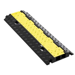 2 Channel Cable Protector Ramp 22000Lbs Heavy Duty Rubber Cord Cover Black