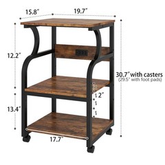 Natwind 3 Tier Printer Stand,Rolling Printer Table with Adjustable Storage Sh…