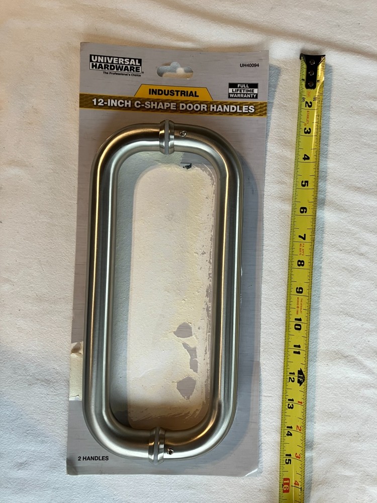 Universal Hardware UH40094 Industrial 12” C-Shape Door Pull Handles, Stainless S