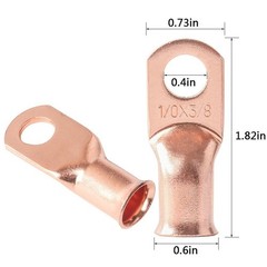 4 AWG Gauge Copper Lugs w/ BLACK & RED Heat Shrink End Ring Terminals Wire 20pcs