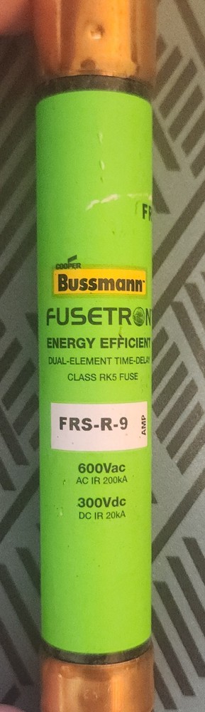BUSSMANN FUSETRON FRS-R-9- 9AMP, 600V, RK5 FUSE (lot of 9 fuses)