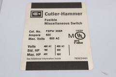 CUTLER HAMMER FDPW366R 600A FUSIBLE DEAD-FRONT/PANELBOARD SWITCH, 600VAC