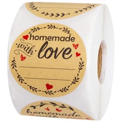 500Pcs Homemade with Love Stickers with Lines Jar Canning Labels for Baked Pa…
