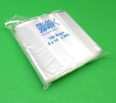 100 Zippit Reloc Bags 6×10 Clear 2mil 100 Poly Bags Reclosable Bag 6″ x 10″