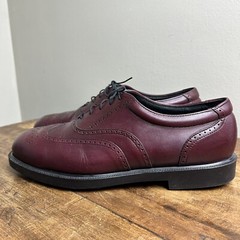 Wolverine Mens Steel Toe Oxford Wingtip Maroon Shoes Size 11