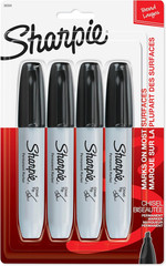 Sharpie Permanent Markers, Large, Chisel Tip, Black, 4 Count – Marks on Paper, P
