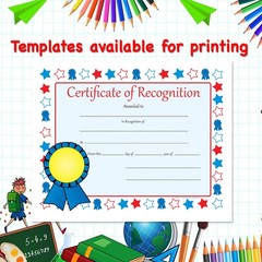 SHAPES ETC. 30pcs Certificate of Recognition Certificates 11inx8.5in Colorful…