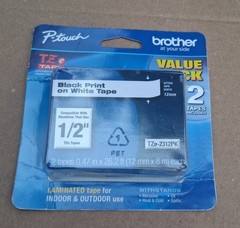 Brother P-Touch TZe2312PK, 2-Pack Black Print on White Tape