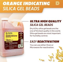 1 Quart(2 LBS) “Dry&Dry” Premium Orange Indicating Silica Gel Desiccant Bead