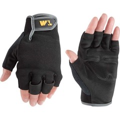 Wells Lamont Men’s Fingerless Synthetic Leather Palm Work Gloves, Large (847L)