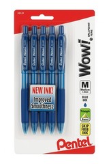 Pentel 5 Count Medium Point WOW Retractable Pen in Blue Set of 6 BK440BP5A