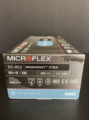 Ansell Nitrile Gloves 2X Large Black Long Cuff 10 Boxes of 100 Gloves Each
