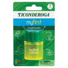 Ticonderoga My First Pencil Sharpener, 1 Hole, Large Barrel, Yellow/Green, Pa…