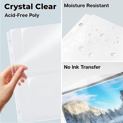 Photo Album Sleeves 2 Pocket 5 x 7 In Page Sheet Organizer 3 Ring Binder 25