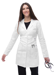 Adar Pop-Stretch Junior Fit Women’s 36″ Tab-Waist Lab Coat