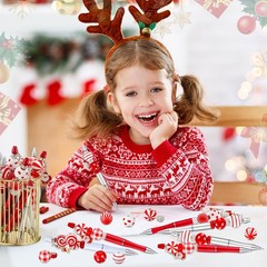 Fuutreo 12 Set 126 Pcs Christmas Beadable Pens Kit Silicone Plastic Wooden Be…