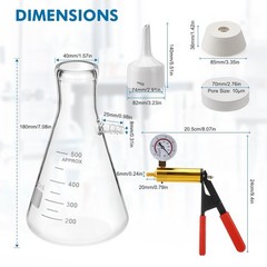 500 mL Buchner Funnel Filtering Lab Vacuum Filtering Flask Lab Vacuum Pump Kit