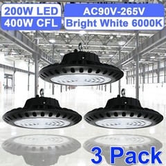 3 Pack 200W UFO Fixture High Bay LED for Supermarket Mall Garage Replace 400W
