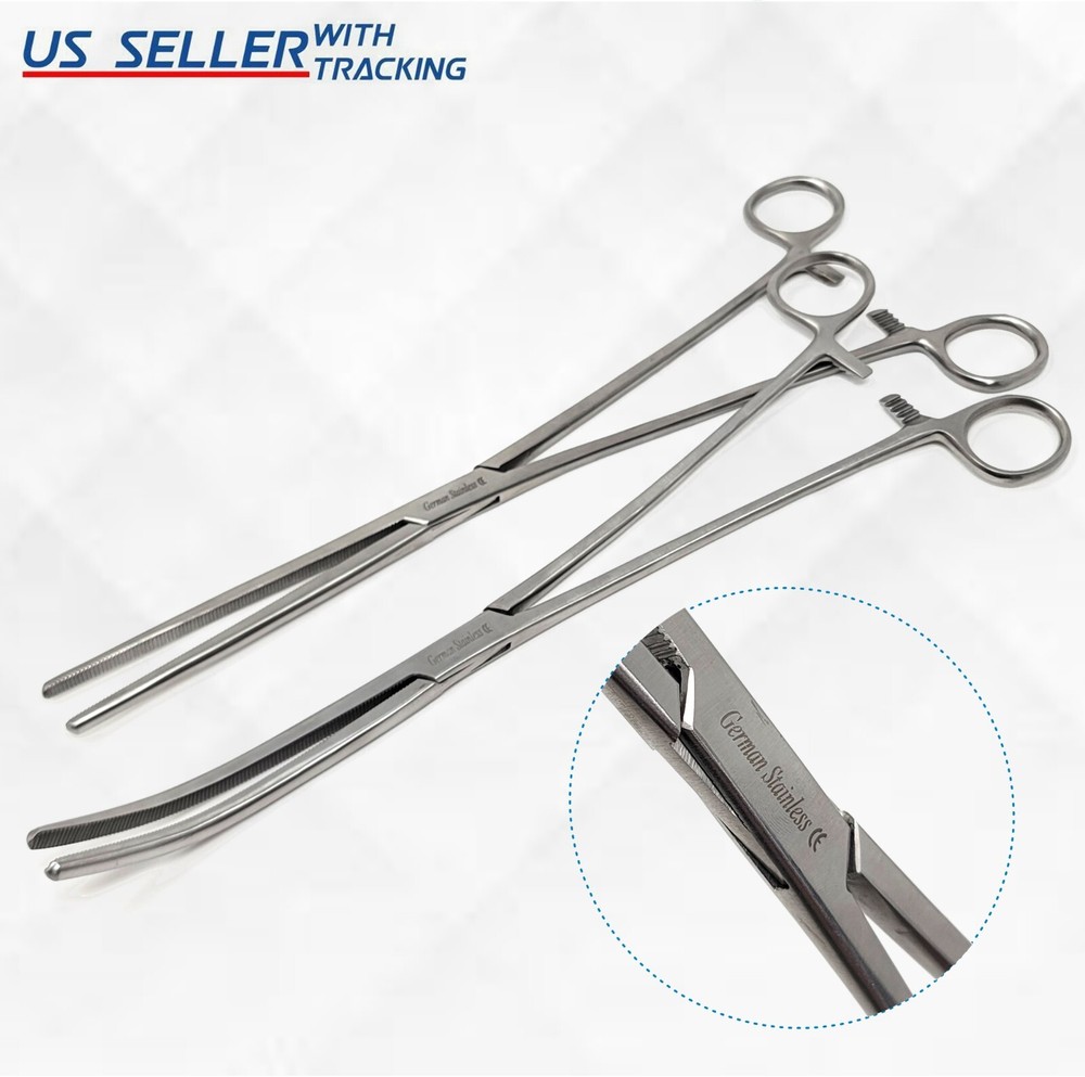 Set of 2 Pean Rochester Hemostat Forceps 12″ Straight & Curved German Grade