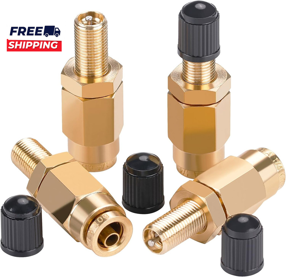 4 PCS 1/4 Inflation Schrader Valve with Push to Connect for 1/4 OD Air Line