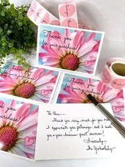 Thank You For Your Purchase Daisy Post Cards, Thank You Stickers, 25 Sets=50 pcs