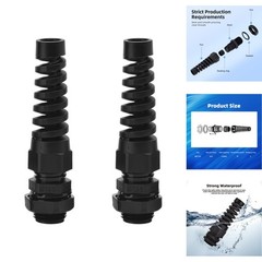 2 Pk NPT 3/8″ Waterproof Cable Gland Spiral Strain Relief Cord Grip Nylon Joint