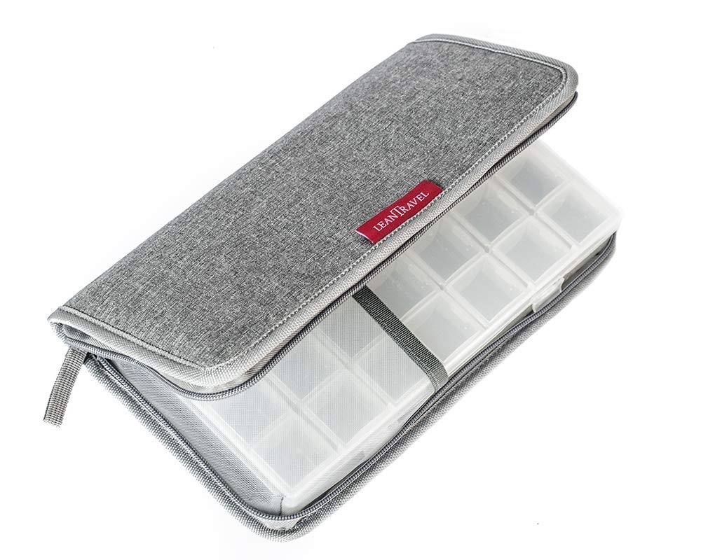 Leantravel Pill Case Organizer For Travel Passport Wallet Color Grey Size Extra