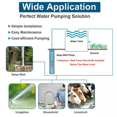 Manual Hand Water Pitcher Pump 33Ft Lift Stainless Steel Hand Well Pump Suction
