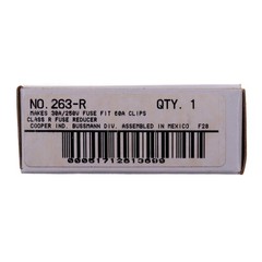 BUSSMANN 263-R CLASS R FUSE REDUCER, MAKES 30A/250V FUSE FIT 60A CLIPS