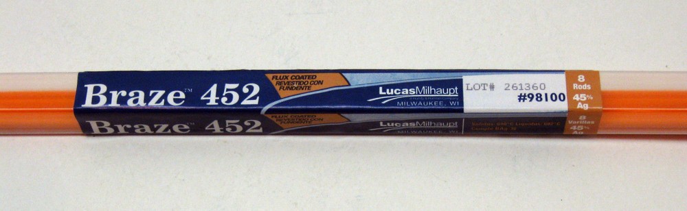 98100 Lucas Milhaupt Silvaloy Braze 452 45 % Silver Flux Coated 8 Sticks Rods