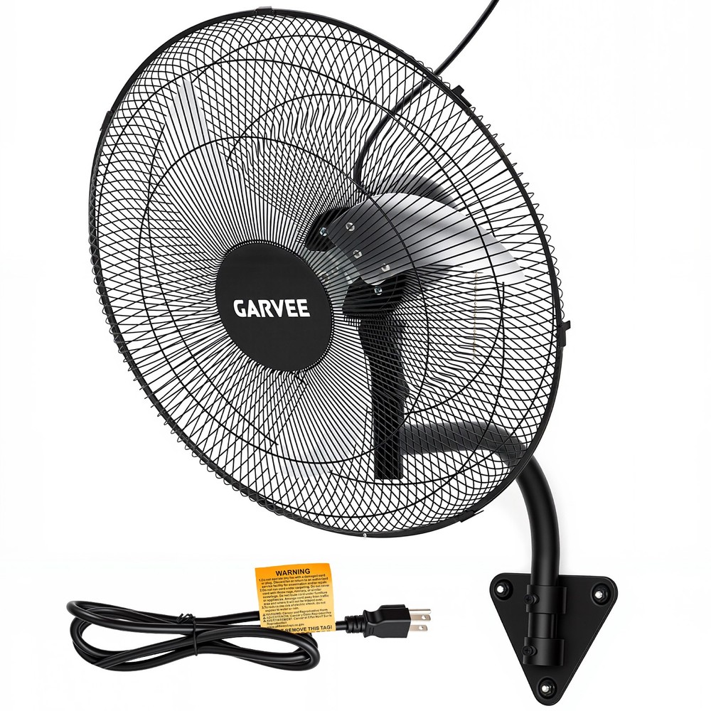 Garvee 20″ Industrial Wall Fan 3 Speed Oscillating 4800 CFM 90° Tilt Heavy Duty