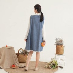 Denim Cotton Apron Sleeveless Big Size Aprons Button with Pocket Kitchen Cook…