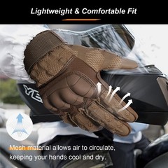 Touchscreen Anti-Slip Full Finger Gloves for Men Brown Large