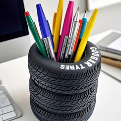 Desk Organizer Pen Holder Pen Pencil Tire Shaped Holder Case Office Stationery